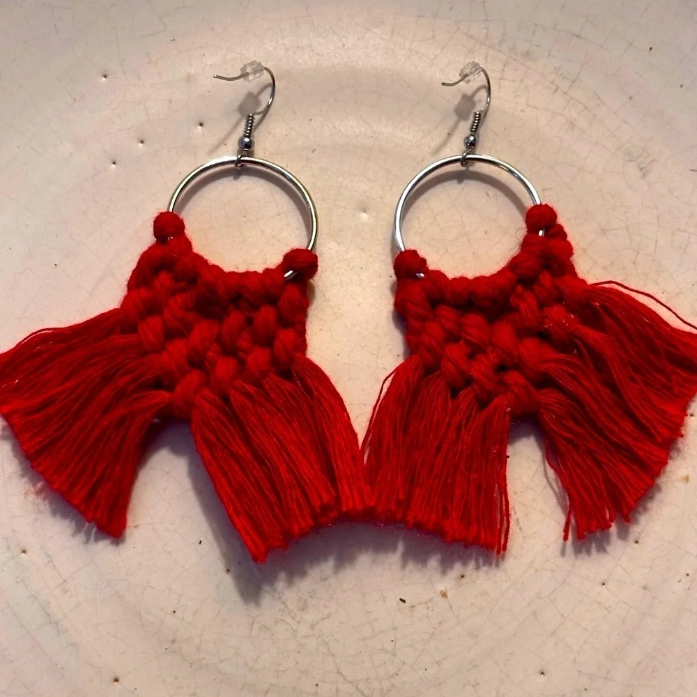 Ruby Red Tassel Earrings